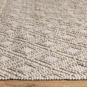 Tapis Kilim en Laine Tissée Beige à Motif Losanges, Antidérapant, Adapté aux Animaux, Idéal pour Chambre, Salon, Entrée - Product Image 3