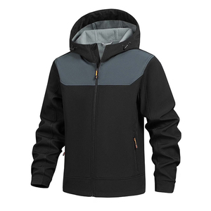 <b>Men's</b> Casual Wear Softshell <b>Windbreaker</b> Jackets <b>Black</b> Color Long Sleeves Zipper Up Casual Wear Outdoor Hiking Jackets - Product Image 2