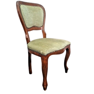 Silla de Comedor Niora Ecológica de Madera de Caoba Tradicional con Asiento y Respaldo Tapizados en Lino, Acabado Marrón - Product Image 2