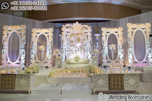 Trending White Theme Wedding Stage Decoration Fibra especial para Grand Asian Wedding Reception Hall para Western Wedding Reception - Product Image 6