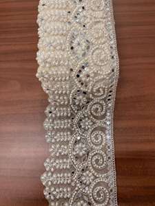 Finition de vêtement de mode en gros, style Kaftan Saree, avec bordure en dentelle perlée ethnique indienne, broderie miroir festonnée et effet fait main - Product Image 2