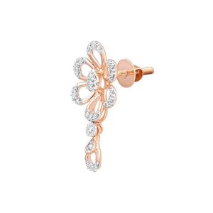 ต่างหูรูปหยดน้ำประดับเพชรทรงดอกไม้สีโรสโกลด์ - Product Image 1