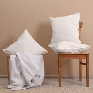 Housse de coussin rectangulaire blanche unie moderne, 100% coton tricoté, respirante - Product Image 3