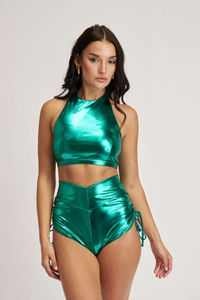 Tenue de pole dance professionnelle pour femmes, haut à col haut, bas taille haute, légère, pour spectacle estival, extensible - Product Image 4