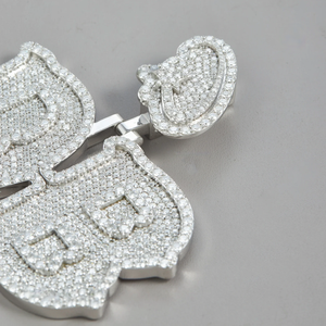 Silver Plated <b>DAD</b> Letter Pendant With Crystal Rhinestones Themed Charm For Unisex Hiphop <b>Jewelry</b> Gift - Product Image 3