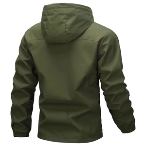 Chaqueta Cortavientos Impermeable de PU con Estampado en Relieve Verde Oliva Unisex, Chaqueta Deportiva de Invierno Informal para Exteriores con Cierre Frontal y Corte Regular - Product Image 2