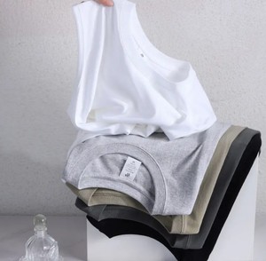 Débardeur d'été 100 % coton pour homme, coupe ample, bords bruts, tricoté, décontracté, sans manches, écologique, séchage rapide, respirant, col rond - Product Image 4