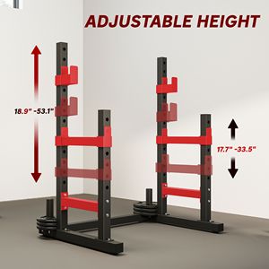 Soporte Ajustable Rojo Multifuncional para Sentadillas y Press de Banca, Capacidad de 660 lb, para Entrenamiento de Fuerza en Casa, Bancos y Soportes para Levantamiento de Pesas - Product Image 5