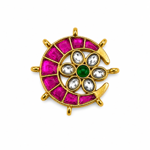 Conector de Joyería de Latón con Diseño Floral de Media Luna, Componente para Collar de Novia, Bañado en Oro Esmaltado - Product Image 2