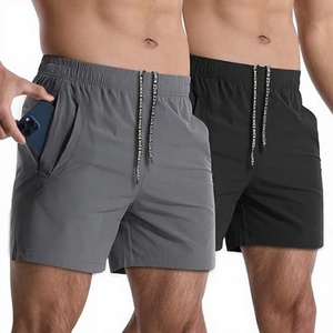 Men's Quick Dry Solid Color Elastic <b>Waist</b> Shorts With Pockets Casual Short Shorts Gray <b>Black</b> - Product Image 3