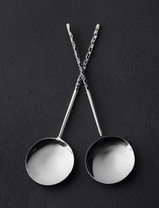 Elegant Silver Set of 2 Serving Spoon Set Home Table Wedding <b>Salad</b> Server Spoon - Product Image 2