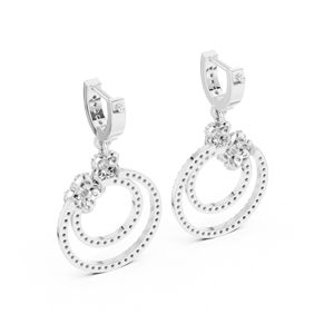 UNIQUE Luxury Rhodium Plated Danglers Lab Grown Brilliant Cut Diamonds 1CT Side Stone 18KT White Gold Certified Women's - Product Image 3
