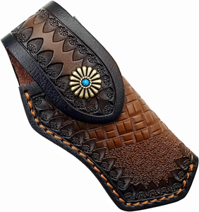 Handmade Leather Pouch Folding Knife Durable Folding Blade Wooden Grip Leather Pouch Outdoor Utility Pocket Collection Gift Item - Product Image 1