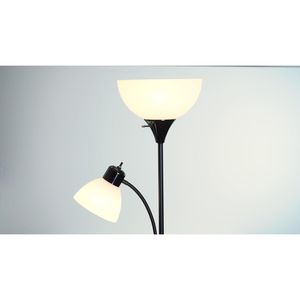 Lampada da Terra Torchiere Nera Opaca da 72 Pollici con Luce di Lettura Regolabile e Doppio Interruttore Rotante, Paralume Satinato - Product Image 2