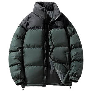 Blouson matelassé épais pour homme, color-block, chaud, pour l'hiver et le ski, avec col montant et fermeture éclair frontale, conception personnalisée OEM - Product Image 1