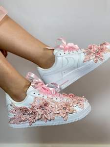 Baskets montantes en cuir blanc avec broderie florale, semelle en caoutchouc, pour femme, chaussures de marche athlétiques, mode outdoor, plateforme - Product Image 5