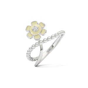 925 Sterling Silver Minimalist Daisy Flower <b>Ring</b> with Natural Diamonds | Floral <b>Adjustable</b> <b>Ring</b> for Women | Fine Jewelry Gift - Product Image 1