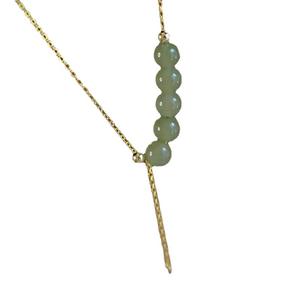 Collar de Lujo para Mujer, Cadena Vintage de Diseño Pequeño, Chapado en Plata S925, Jade de Hotan Dorado, Colgantes Modernos y Elegantes - Product Image 4
