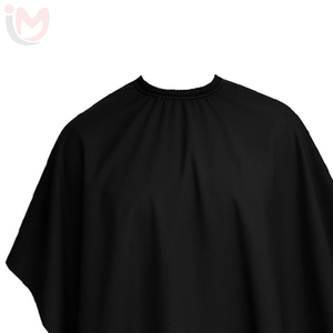 Cape de coiffure noire en textile imperméable et anti-adhérente pour salon de coiffure et barbier - Product Image 2