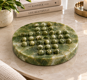 Juego de Mesa Peg Solitaire de Mármol Verde, Rompecabezas de Estrategia de Piedra Pulida para Decoración del Hogar - Product Image 1