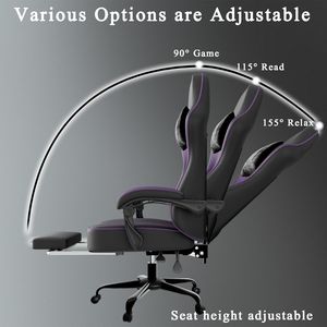 Sedia da Gaming Ergonomica con Cuscino a Molle Insacchettate e Poggiapiedi, in Pelle PU Traspirante per Casa o Sala Giochi, per Adulti - Product Image 3