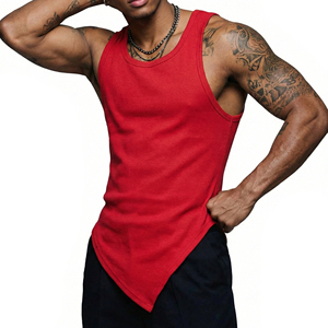 OEM Custom Logo Men's Slim Fit V-Cut Tank <b>Tops</b> Stylish Hem Sleeveless Gym Muscle Shirts Wholesale Manufacturer Tank <b>Tops</b> For Men - Product Image 1