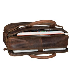 Genuine Leather Business Korean Travel Crossbody Vintage Luxurious <b>Laptop</b> Handbag - Product Image 3