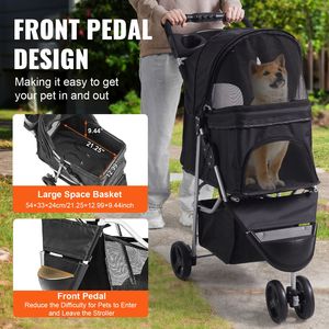 Passeggino per Cani a 3 Ruote con Freni Rotanti, Capacità di Carico 35 libbre, Pedale Anteriore con Tasca in Velcro, Design a 3 Ruote - Product Image 5