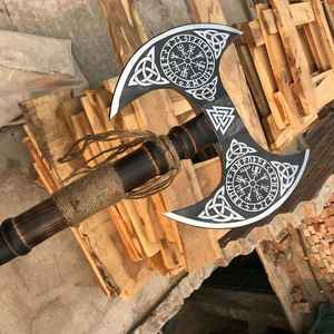 Hache artisanale de qualité supérieure en acier à haute teneur en carbone, de qualité industrielle, personnalisée, OEM, idéale pour le camping, la chasse, cadeau pour père - Product Image 2