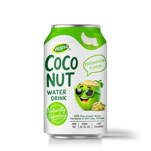 Eau de coco fraîche aromatisée à la pistache, non concentrée, en canette aluminium de 330 ml, pour distributeurs et importateurs - Product Image 1