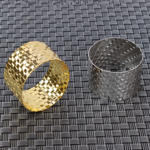 Porte-serviettes en métal doré et argenté, design circulaire, décoration de table de luxe pour dîner, mariage, hôtel, banquet, vente en gros - Product Image 1