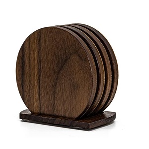 Sous-verres et tapis en bois écologiques classiques pour tasses à café, théières et boissons, avec logo personnalisé - Product Image 6