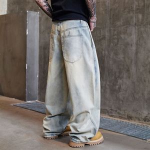 Pantalon en jean 100 % coton pour homme, poids moyen, décontracté, délavé, bleu, taille élastique, braguette boutonnée, options rayures blanches, noires, vertes - Product Image 3