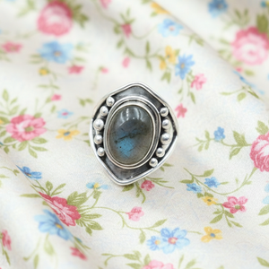 Blue Flash Labradorite <b>Statement</b> <b>Ring</b> 925 Sterling Silver Rose Gold Yellow Gold Plated Vintage Boho Handmade Jewelry for Unisex - Product Image 6
