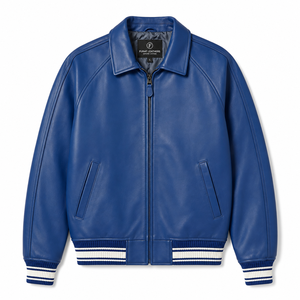 FURAT LEATHERS Manteaux Varsity Rose en Peau de Mouton Personnalisés Respirants à Col Montant et Fermeture Éclair Frontale pour Hommes – Collection Automne Décontractée - Product Image 3