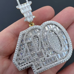Collar de Mujer Tishya con Colgante Personalizado Número 420, con Moissanita de Corte Brillante y Engaste de Bisel, Estilo Hip Hop, Plata 925 Chapada en Oro - Product Image 1