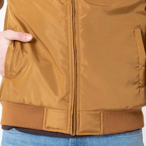 Men's Solid Color Bomber <b>Jacket</b> Stand Collar Zipper Closure Casual Autumn Wear Polyester Material - Product Image 6