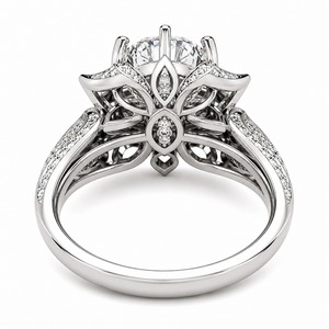 แหวนเพชรทรงดอกบัว 925 เงินแท้ ดีไซน์แหวนแยกส่วนประดับเพชรทรงใบไม้ เพชรเลี้ยงในห้องปฏิบัติการ แหวนแต่งงานสุดหรู แบบสั่งทำพิเศษ - Product Image 6