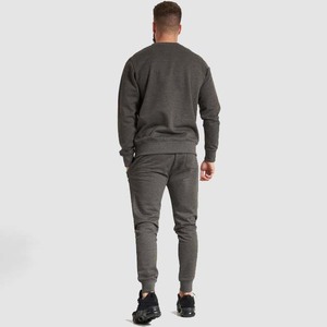 Ensemble sweat-shirt à col rond gris pour homme et pantalon long, coupe décontractée, couleur unie, poches latérales, vêtements d'automne, 100% coton - Product Image 2