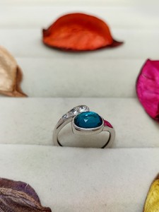 Indicolite Quartz Titanium <b>Ring</b> Elegant Crystal Gemstone Jewelry Statement Fashion Gift for Women Girls <b>Unique</b> <b>Engagement</b> <b>Ring</b> - Product Image 4