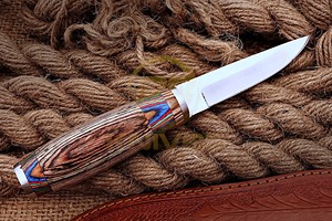 Couteau OEM à lame fixe en acier inoxydable, fait main, multicolore, avec manche en bois, pour la chasse, le bushcraft, le camping, la survie en plein air, DIY - Product Image 6