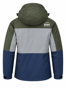 Chaqueta Impermeable con Capucha para Hombre, Diseño Color Block, Cortavientos, Transpirable, con Cuello de Forro Polar, Puños Ajustables, Logotipo Personalizado - Product Image 2