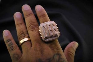 Moissanite Iced Out Custom Initial Signet <b>Ring</b> Hip Hop Jewelry Pave Statement <b>Ring</b> Luxury Streetwear Gift for <b>Men</b> - Product Image 3