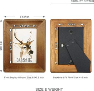 Wood Picture Frame with Glass Front,Rustic Handmade Burlywood Photo Frames for <b>Table</b> Top Display and <b>Wall</b> <b>mounting</b> - Product Image 3