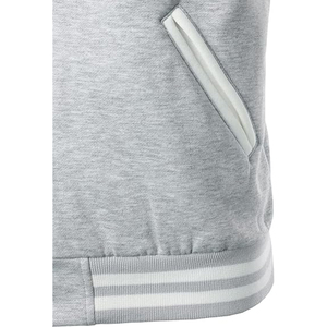 <b>Men's</b> Gray <b>White</b> Varsity <b>Jacket</b> Solid Color Button Up Casual Autumn Baseball Style Turn-down Collar Regular Fit - Product Image 3
