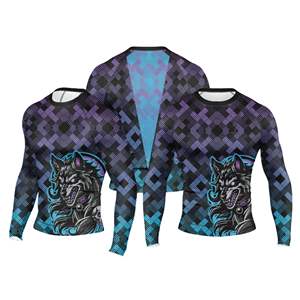 Ropa de Lucha Personalizada con Logotipo OEM, Diseño Sublimado, Transpirable, UPF50+, Secado Rápido, 100% Poliéster, Manga Larga, BJJ Rash - Product Image 4