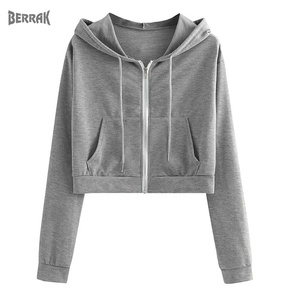 Hoodie Women's Short Hoodie Streetwear Ladies Casual Long Sleeve Hooded Sweatshirt Top - Product Image 1