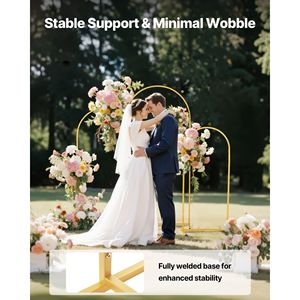 Set di 3 Supporti ad Arco in Metallo Dorato 6/5/4 ft, Struttura Stabile, Facile Montaggio per Feste - per Matrimoni e Compleanni - Product Image 4