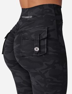 High Waist Cargo Gym <b>Leggings</b> With <b>Pockets</b> Cami Peach Butt Lift Yoga Pants Workout Fitness Activewear Wholesale - Product Image 5
