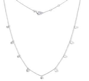 Elegante Collar de Diamantes Cultivados en Laboratorio, Oro Blanco Sólido de 10K/14K, Diseño Minimalista en Capas con Forma de Lágrima, Regalo de Aniversario, Joyería - Product Image 2